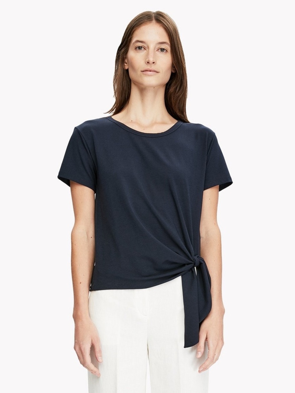 Theory. Side Tie Tee. Concord Blue. Size XS.